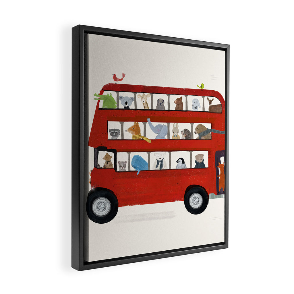 the big little red bus Framed Canvas Print Gallery Image 2