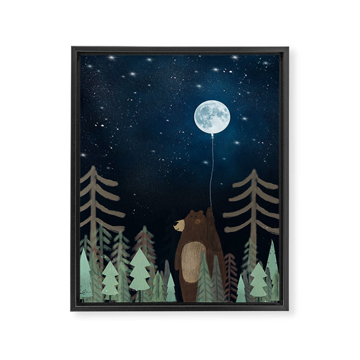 the moon balloon Framed Canvas Print Gallery Image 1