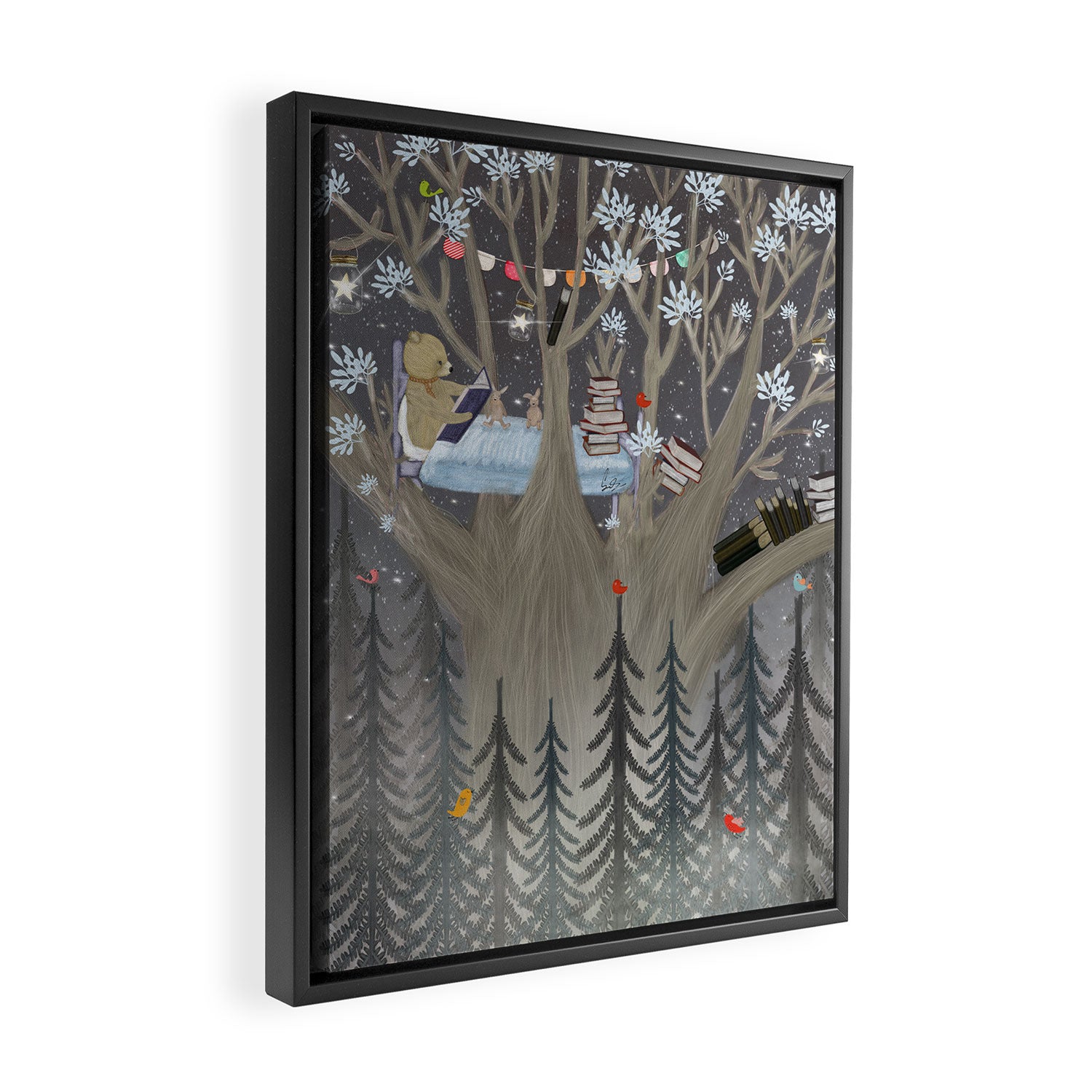 the reading tree Framed Canvas Print Gallery Image 2