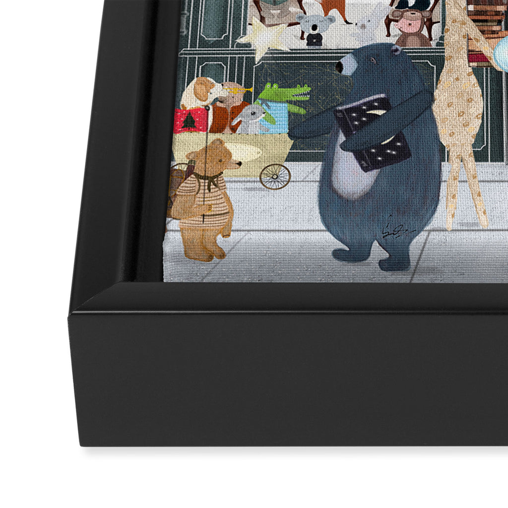 the wondrous little book store Framed Canvas Print Gallery Image 3