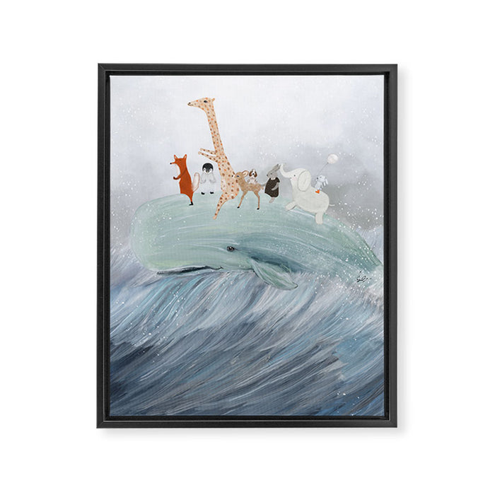 whale surfing Framed Canvas Print Gallery Image 1