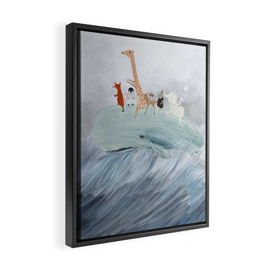 whale surfing Framed Canvas Print Gallery Image 2