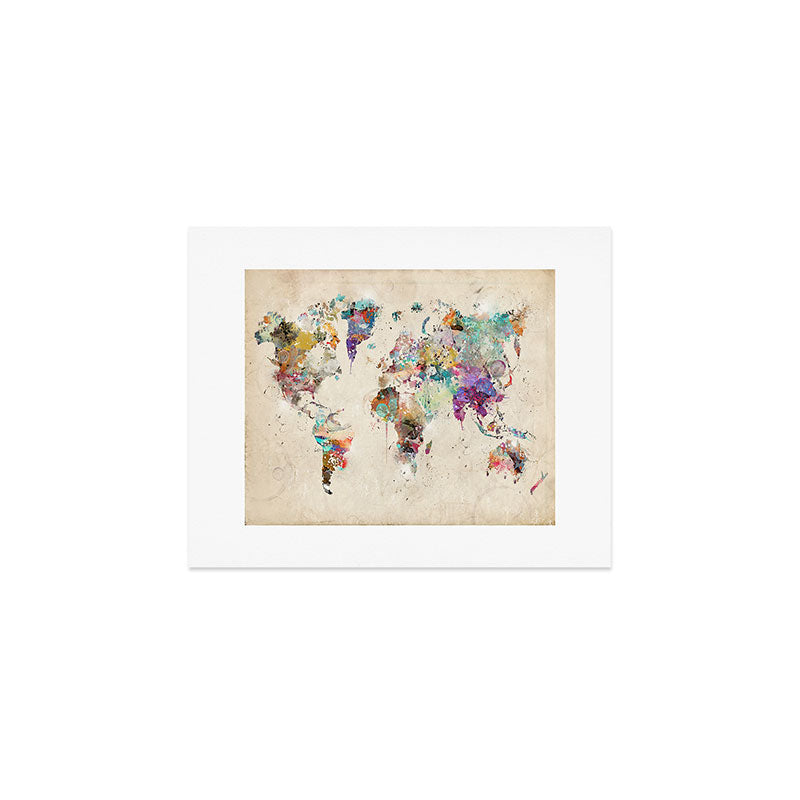 world map rustic Art Print Gallery Image 1