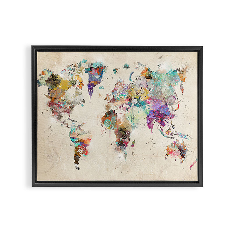 world map rustic Framed Canvas Print Gallery Image 12