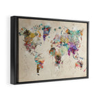 world map rustic Framed Canvas Print Gallery Image 2