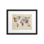 world map rustic Framed Art Print Gallery Image 5