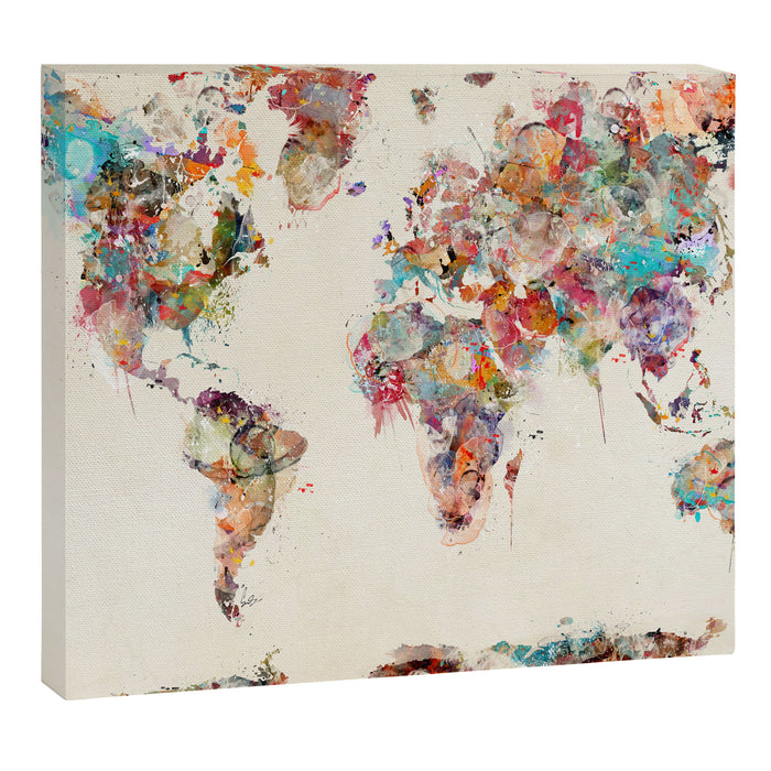 world map watercolor deux Canvas Print Gallery Image 1