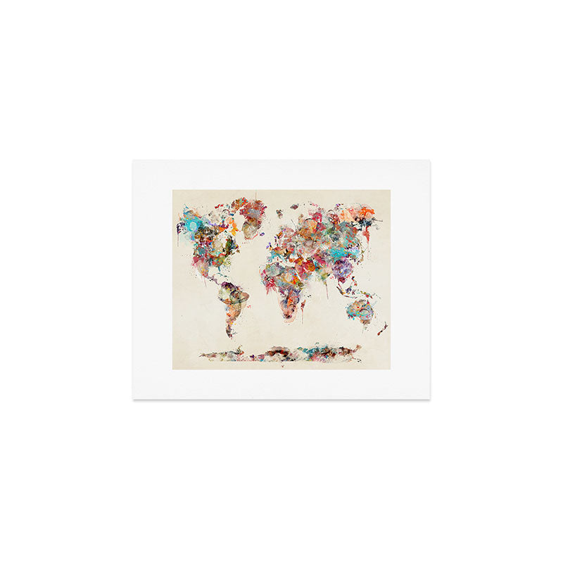 world map watercolor deux Art Print Gallery Image 1