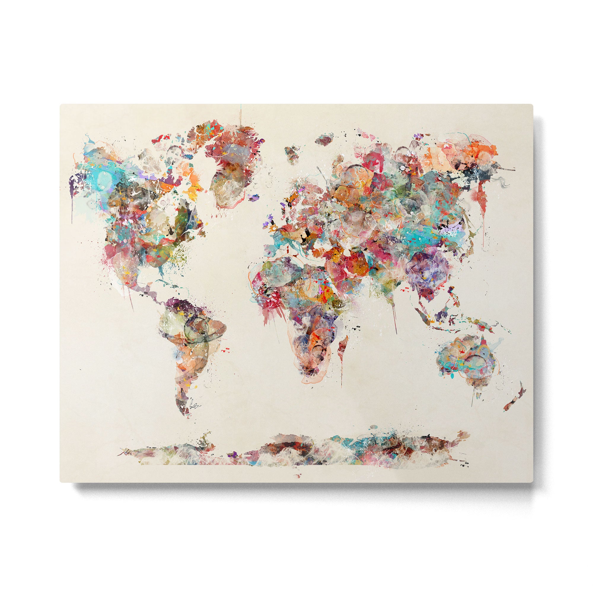 world map watercolor deux Metal Print Gallery Image 6