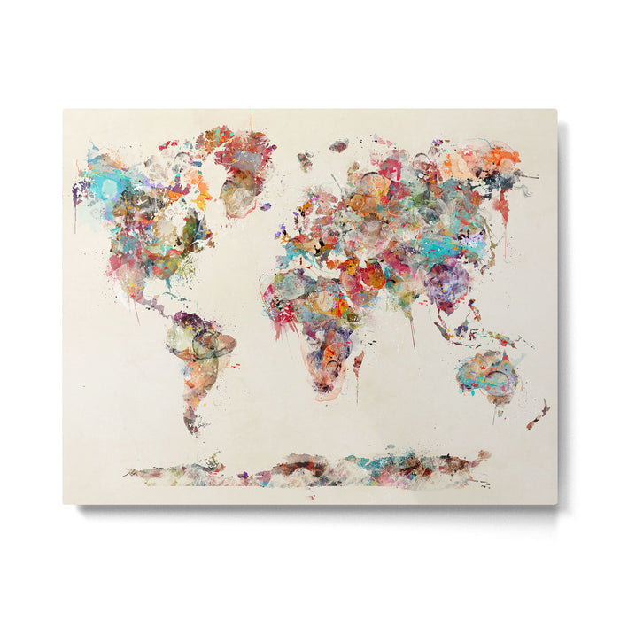 world map watercolor deux Metal Print Gallery Image 1