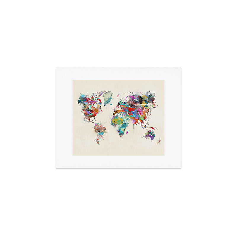 world map watercolor Art Print Gallery Image 1