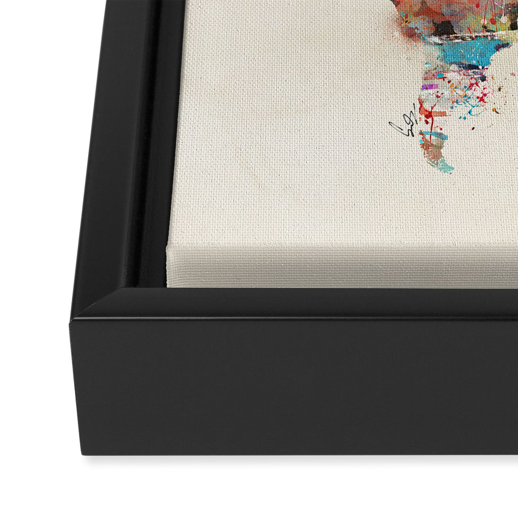 world map watercolor Framed Canvas Print Gallery Image 3