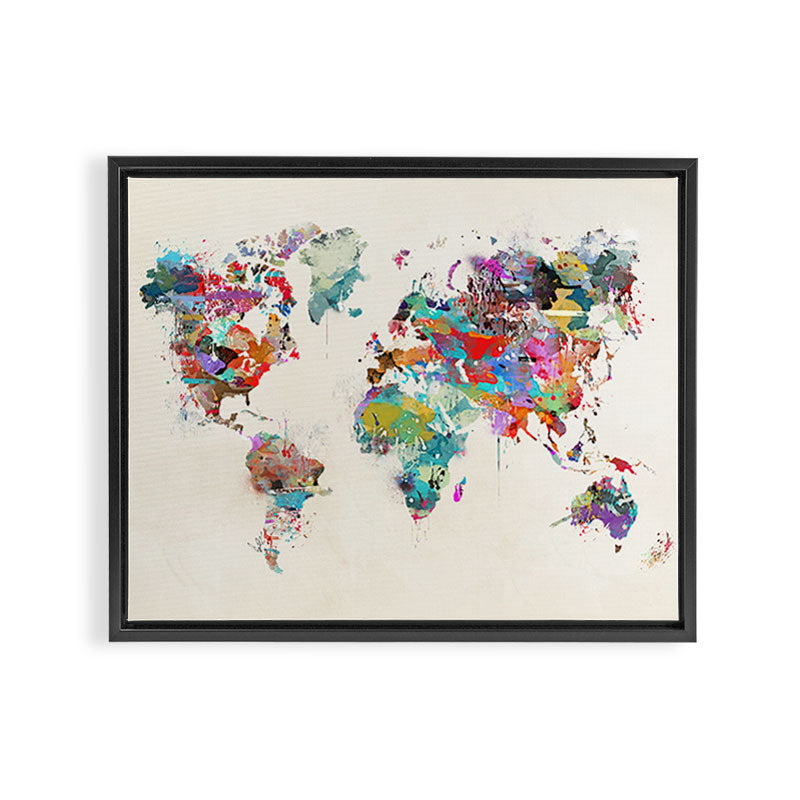 world map watercolor Framed Canvas Print Gallery Image 2