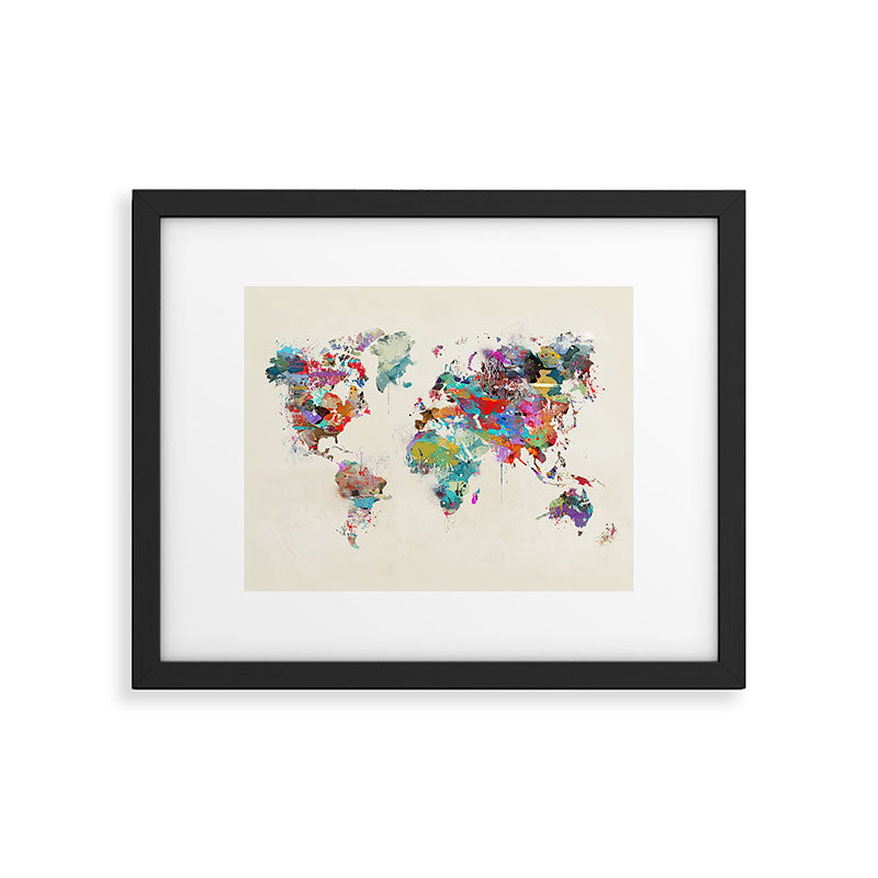 world map watercolor Framed Art Print Gallery Image 5