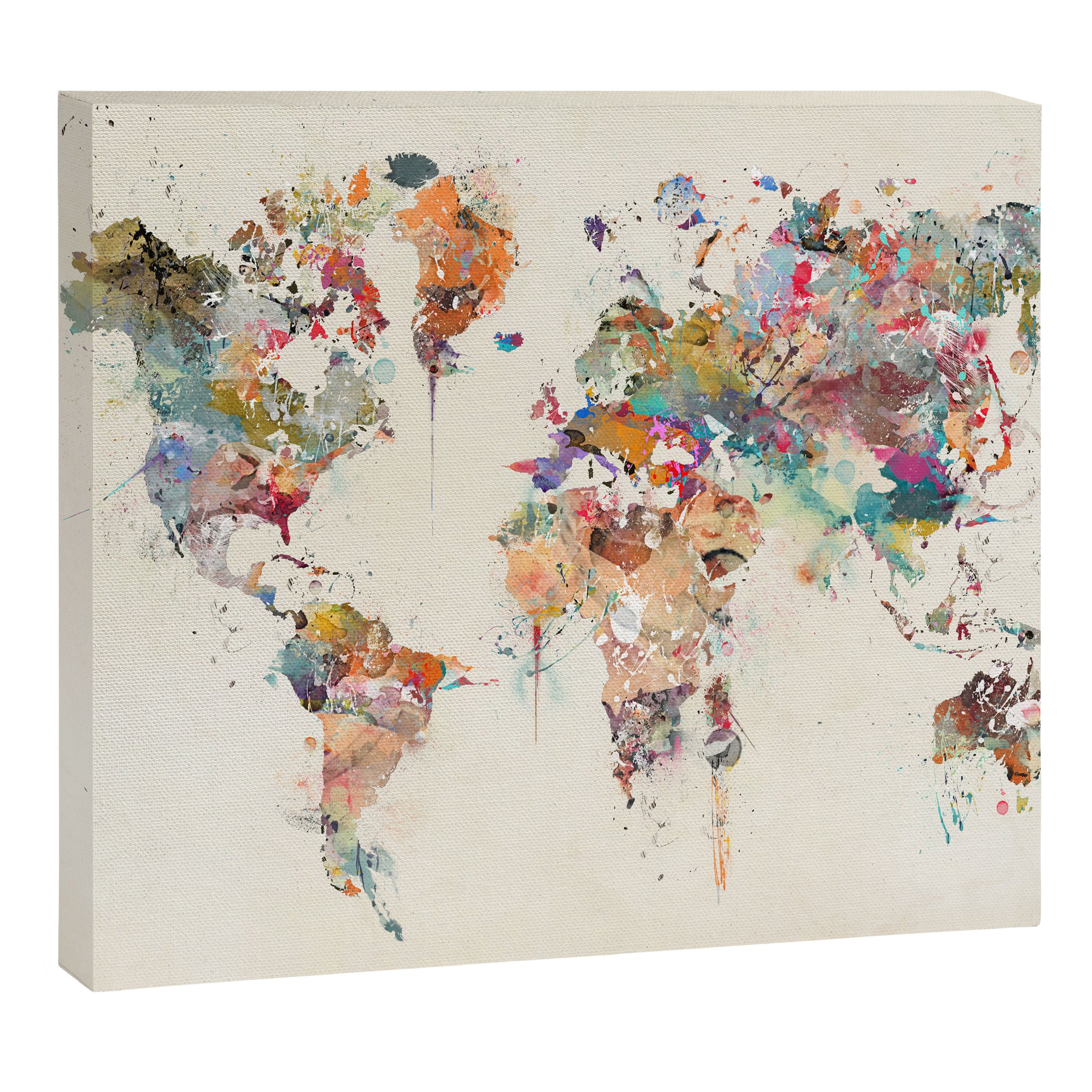 world map watercolor Canvas Print Gallery Image 3