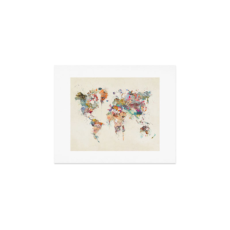 world map watercolor Art Print Gallery Image 1