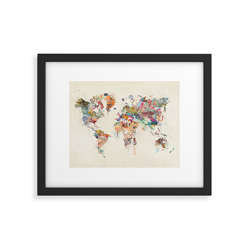 world map watercolor Framed Art Print Gallery Image 5