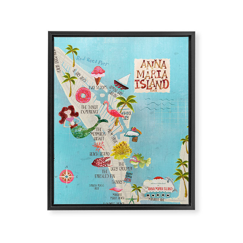 Anna Maria Island Map Framed Canvas Print Gallery Image 8