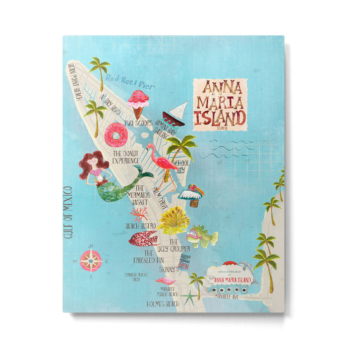 Anna Maria Island Map Metal Print Gallery Image 1