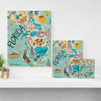 Florida State Beach Map Canvas Print Gallery Image 3