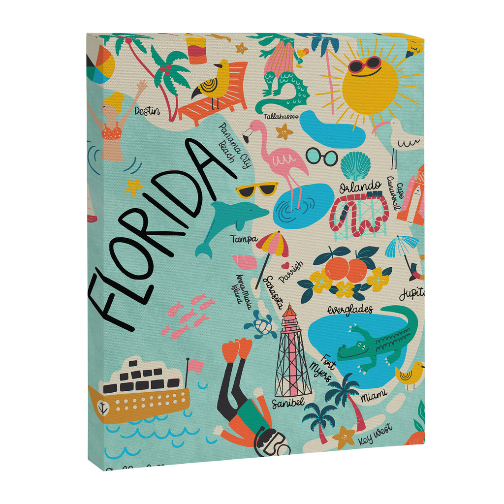 Florida State Beach Map Canvas Print Gallery Image 3