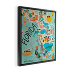 Florida State Beach Map Framed Canvas Print Gallery Image 2