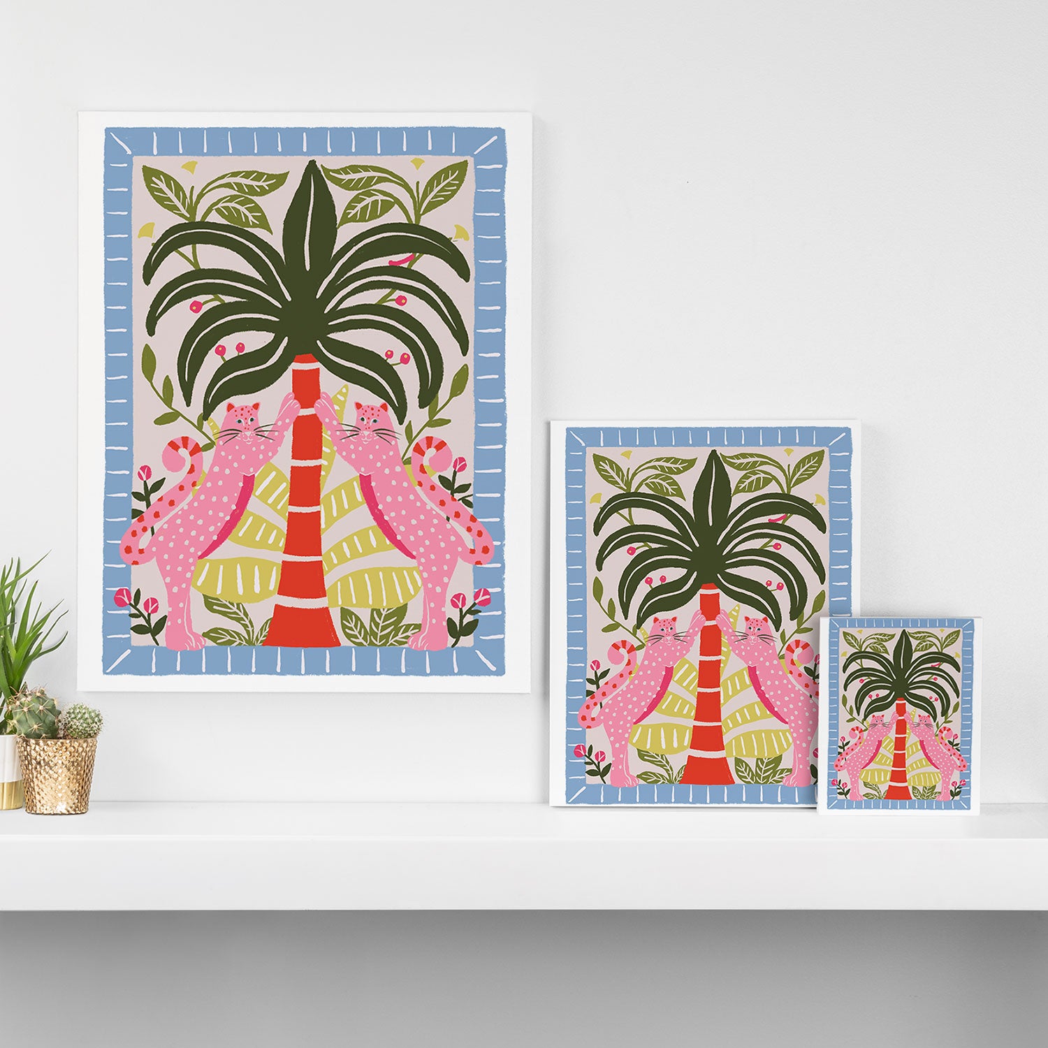 Modern Preppy Leopard Cat Jungle Oasis Canvas Print Gallery Image 3