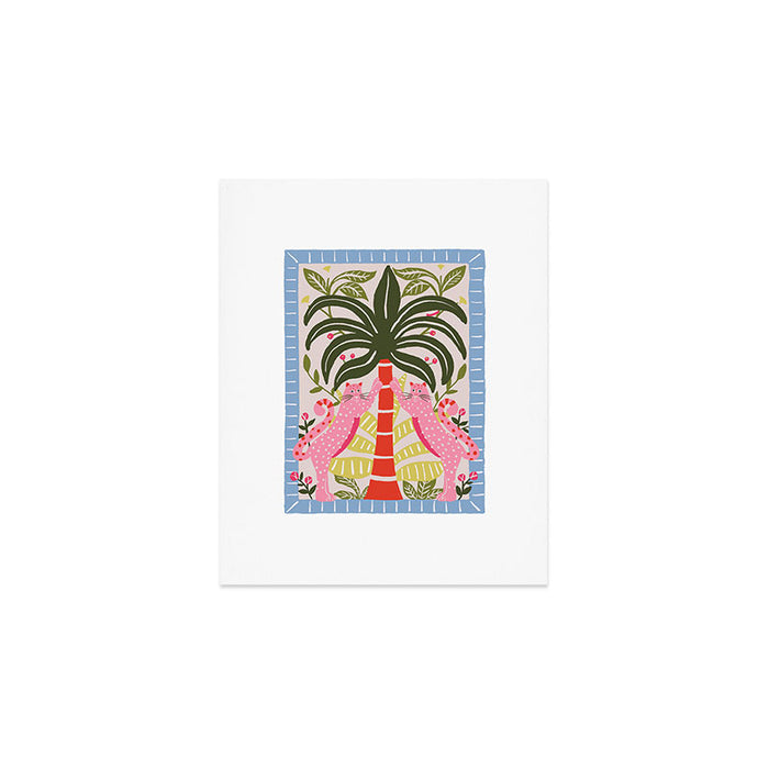 Modern Preppy Leopard Cat Jungle Oasis Art Print Gallery Image 1