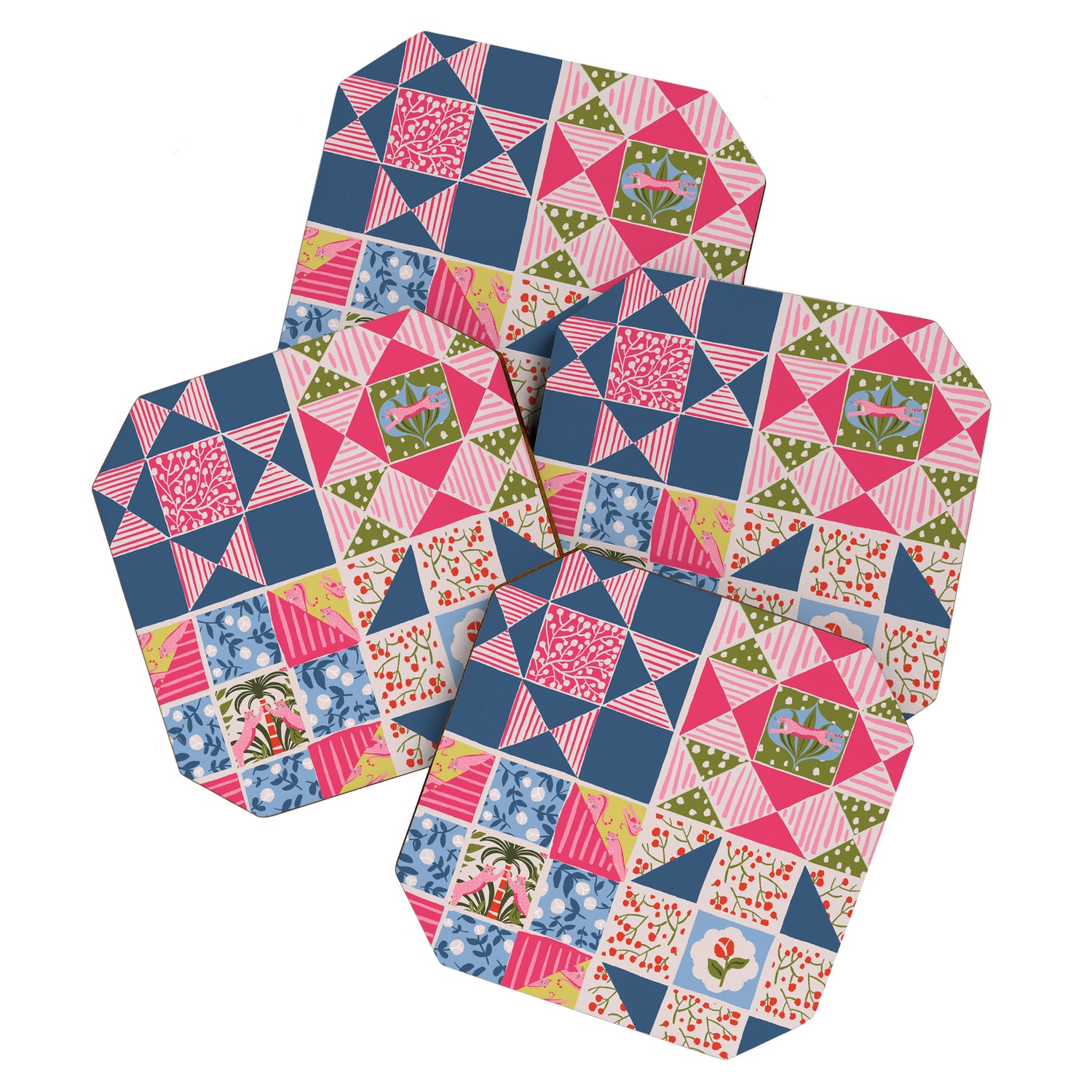 Modern Preppy Leopard Cat Jungle Oasis Coaster Gallery Image 1