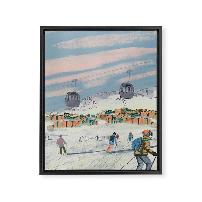 Winter Ski Trip.  Framed Canvas Print Gallery Image 6