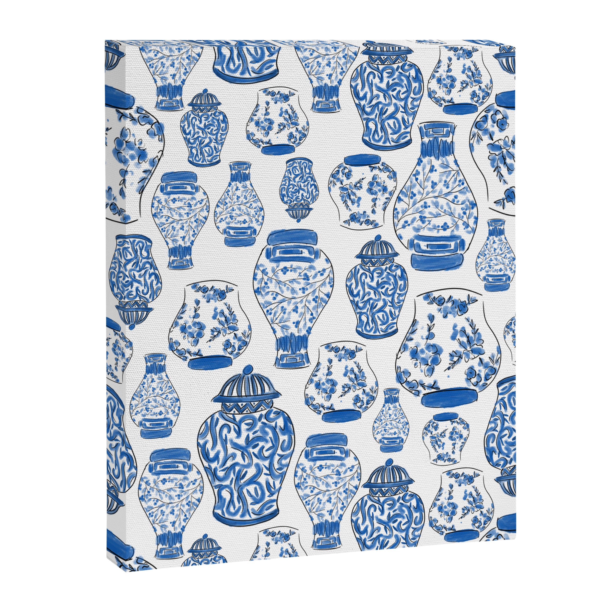 Chinoiserie Blue and White Jars Canvas Print Gallery Image 6
