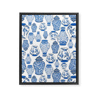 Chinoiserie Blue and White Jars Framed Canvas Print Gallery Image 6