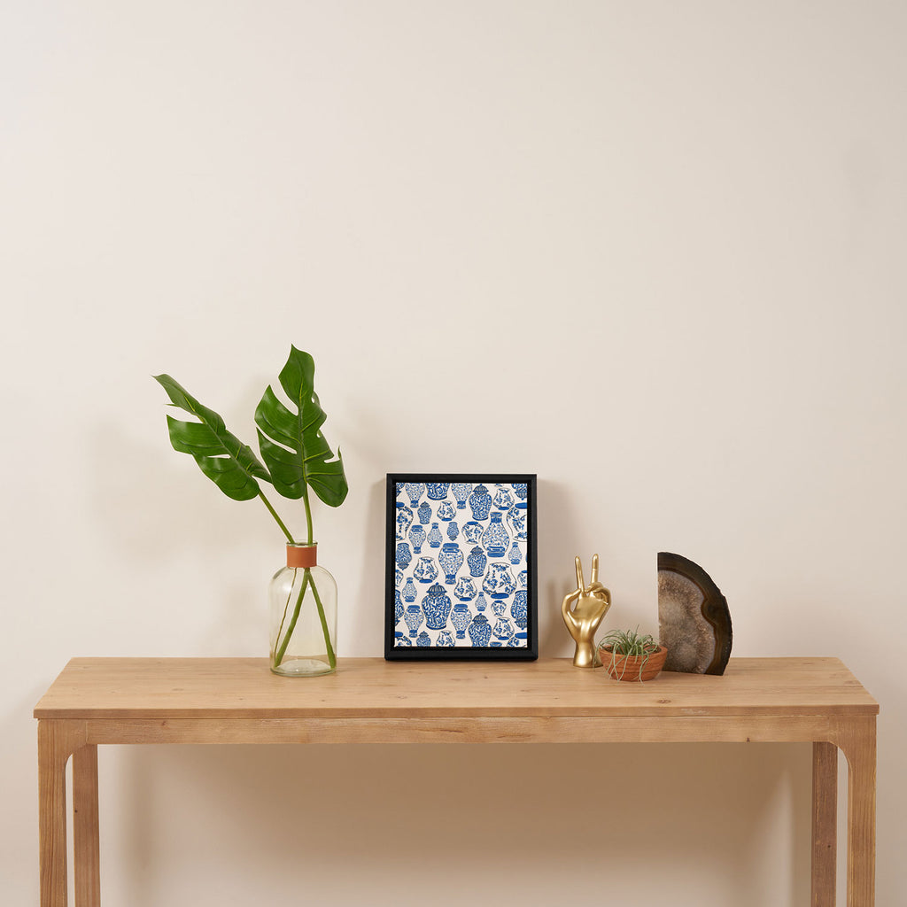 Chinoiserie Blue and White Jars Framed Canvas Print Gallery Image 4
