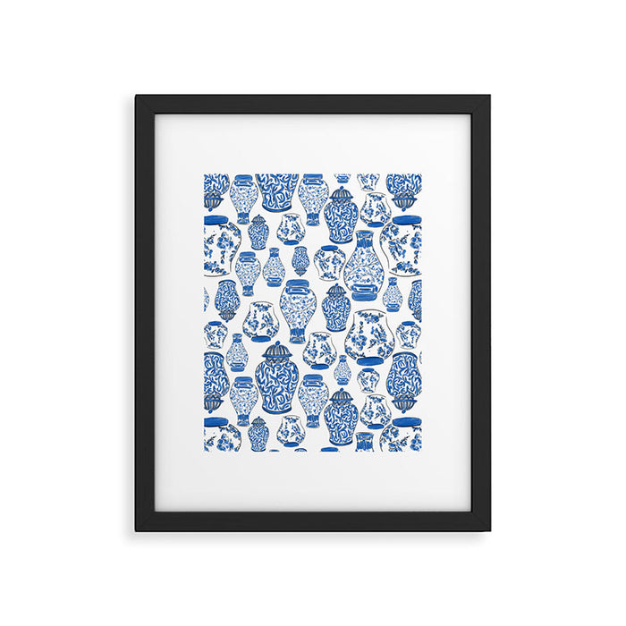 Chinoiserie Blue and White Jars Framed Art Print Gallery Image 1