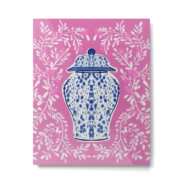 Chinoiserie Pink  Metal Print Gallery Image 1