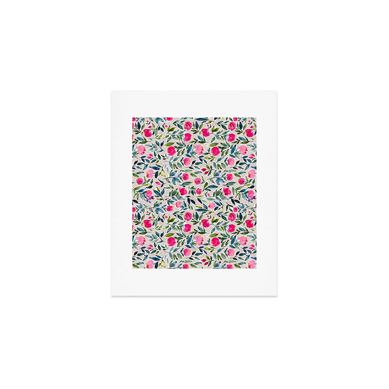 Popping Peonies - Beige Art Print