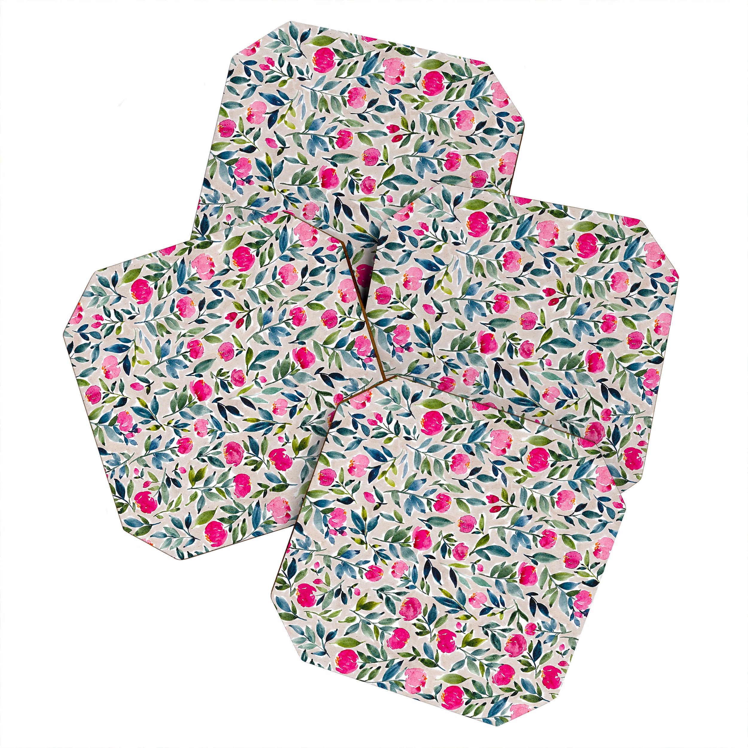 Popping Peonies - Beige Coaster Gallery Image 1