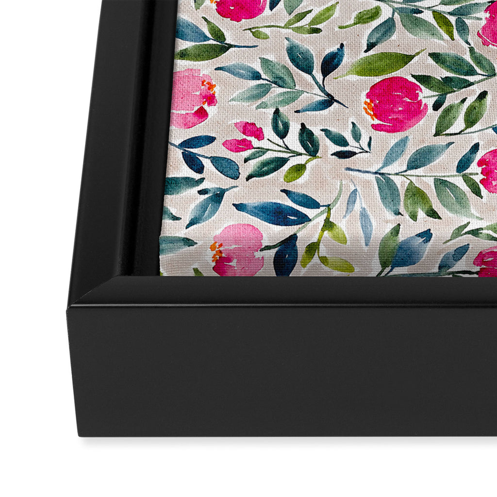 Popping Peonies - Beige Framed Canvas Print Gallery Image 3
