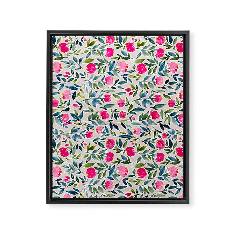Popping Peonies - Beige Framed Canvas Print Gallery Image 6