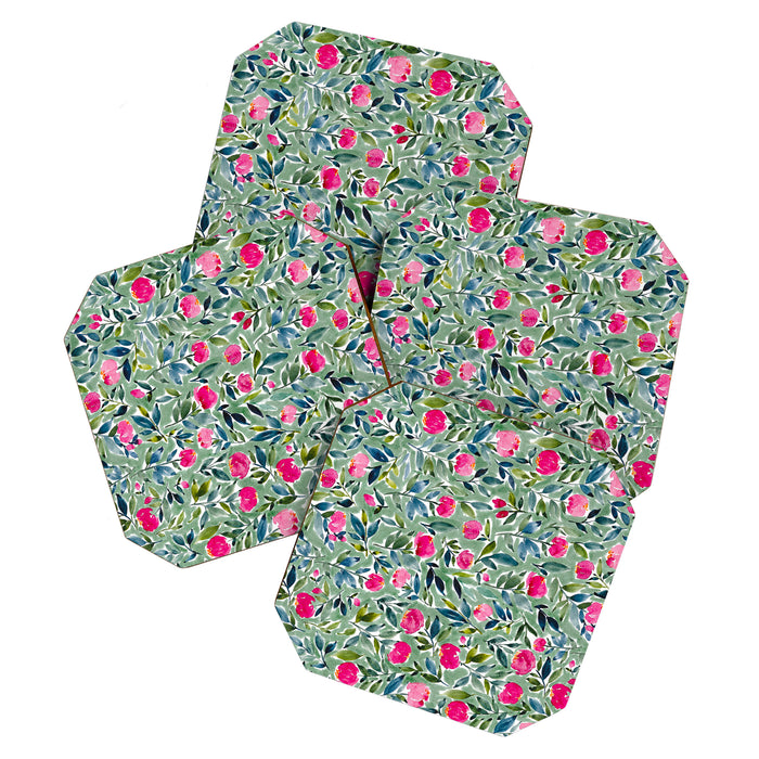 Popping Peonies - Green Coaster Gallery Image 1