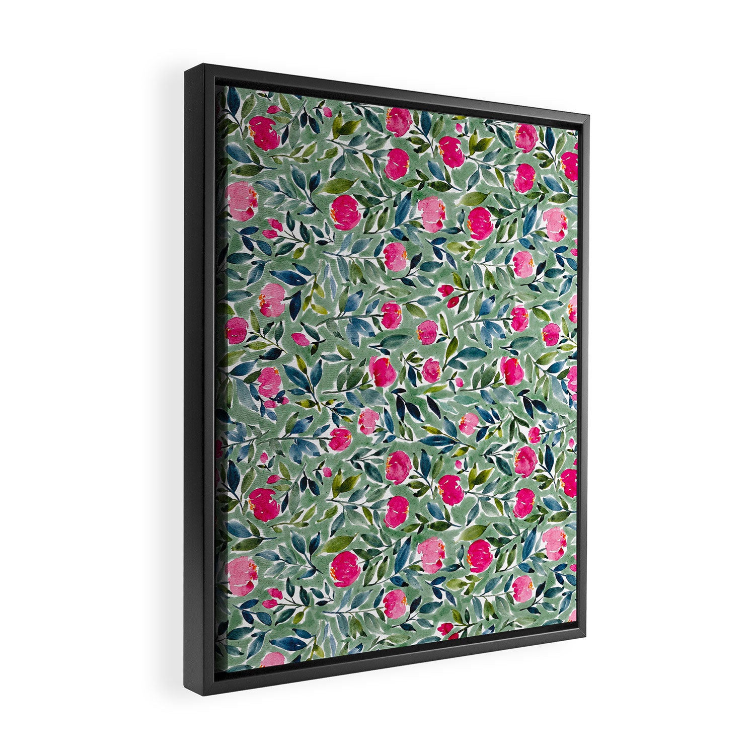 Popping Peonies - Green Framed Canvas Print Gallery Image 2