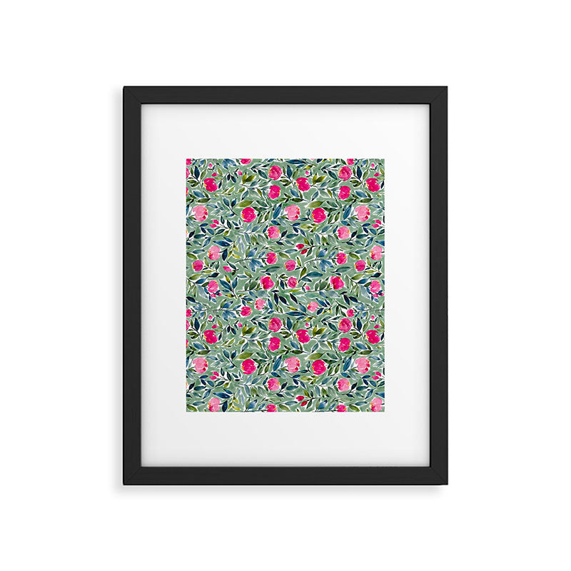 Popping Peonies - Green Framed Art Print Gallery Image 5