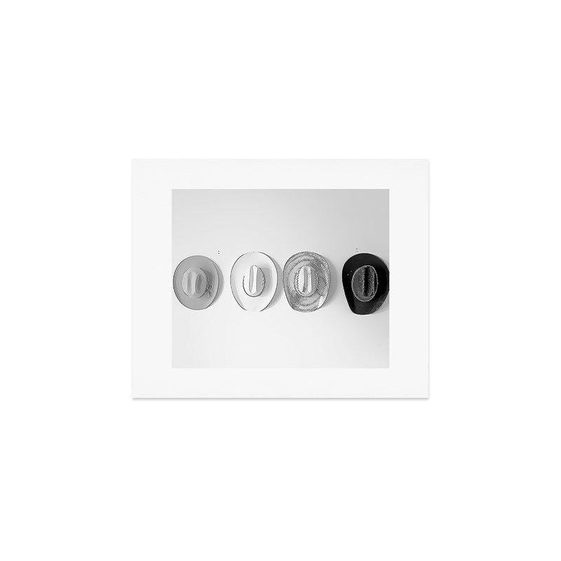 Cowboy Hat Wall - Black and White Art Print Gallery Image 1
