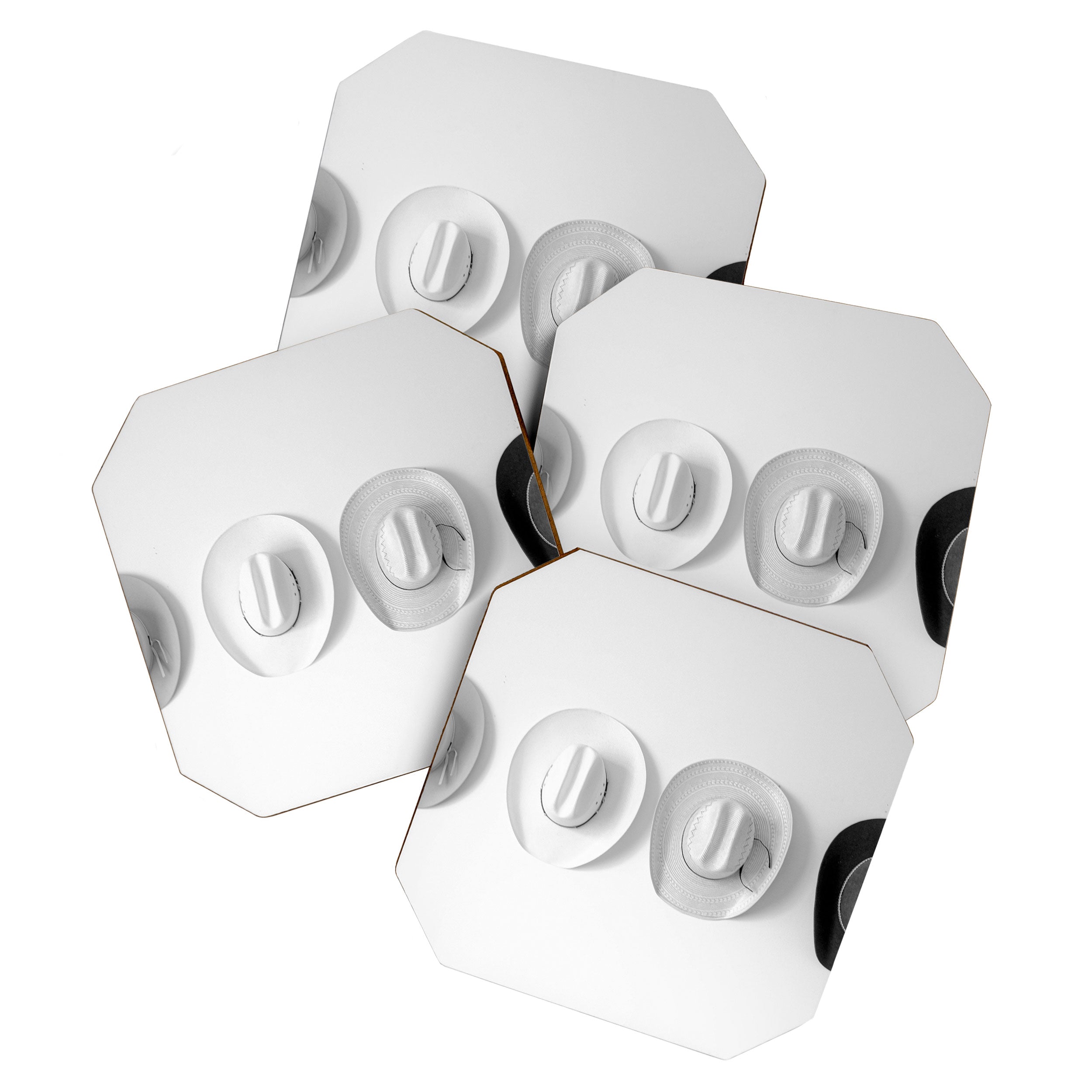 Cowboy Hat Wall - Black and White Coaster Gallery Image 1