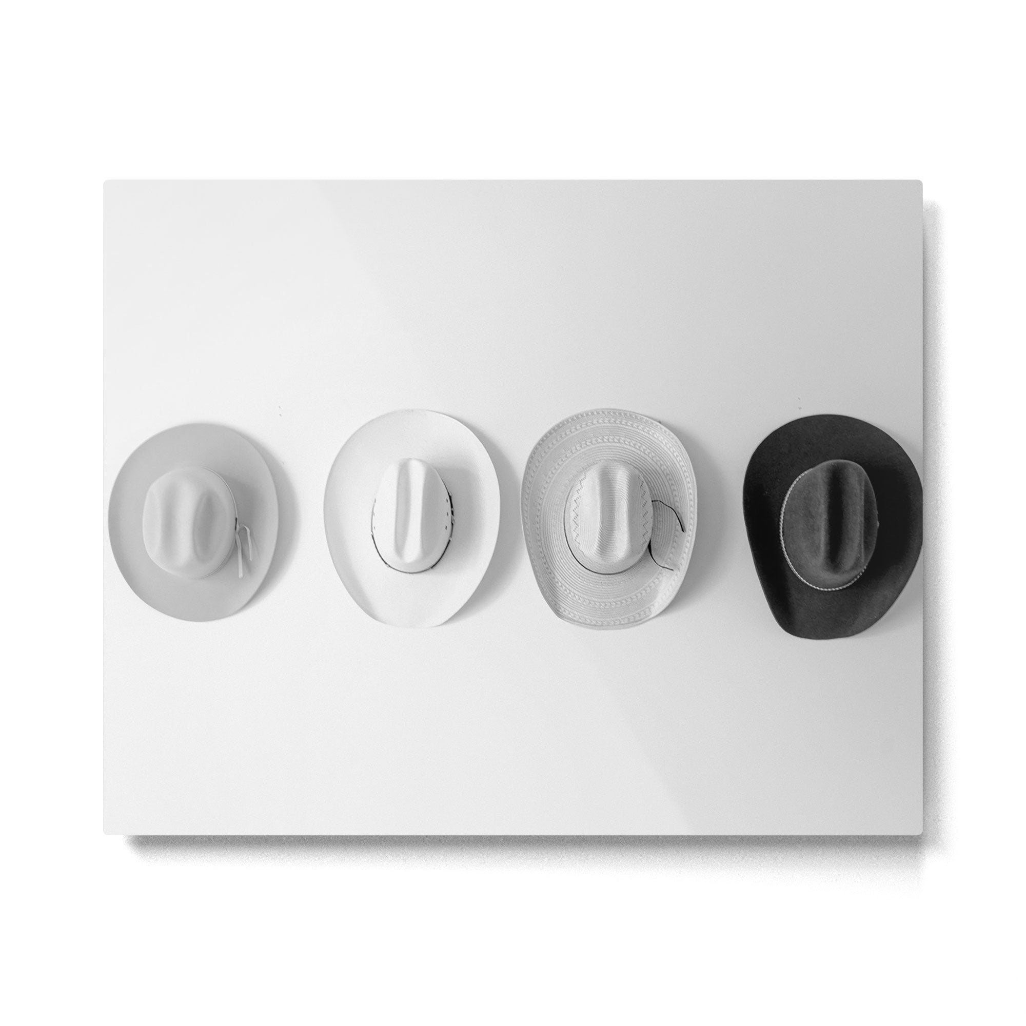 Cowboy Hat Wall - Black and White Metal Print Gallery Image 4