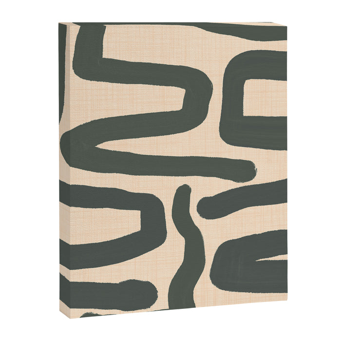 Abstract Retro Maze - Mid Century Modern Lines Green  Canvas Print Gallery Image 1