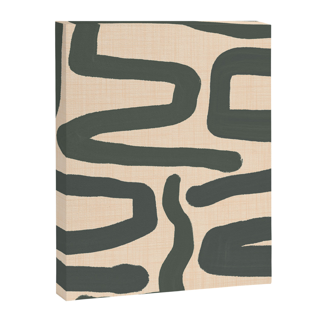 Abstract Retro Maze - Mid Century Modern Lines Green  Canvas Print Gallery Image 8