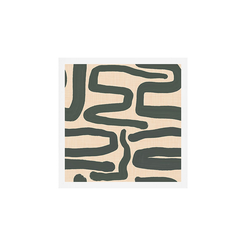 Abstract Retro Maze - Mid Century Modern Lines Green  Art Print Gallery Image 1
