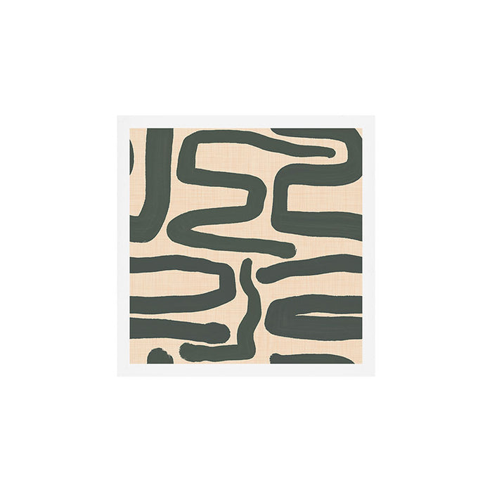 Abstract Retro Maze - Mid Century Modern Lines Green  Art Print Gallery Image 1
