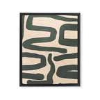 Abstract Retro Maze - Mid Century Modern Lines Green  Framed Canvas Print Gallery Image 8